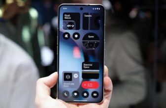 A tiny, playful dot-matrix display screen within t...